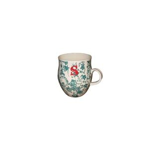 Anthropologie “Homegrown” Teal and White Letter “S” Mug